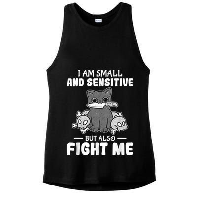 Funny I Am Small And Sensitive But Also Fight Me Cat Ladies PosiCharge Tri-Blend Wicking Tank