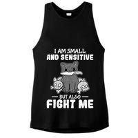 Funny I Am Small And Sensitive But Also Fight Me Cat Ladies PosiCharge Tri-Blend Wicking Tank
