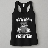 Funny I Am Small And Sensitive But Also Fight Me Cat Womens Tank Top