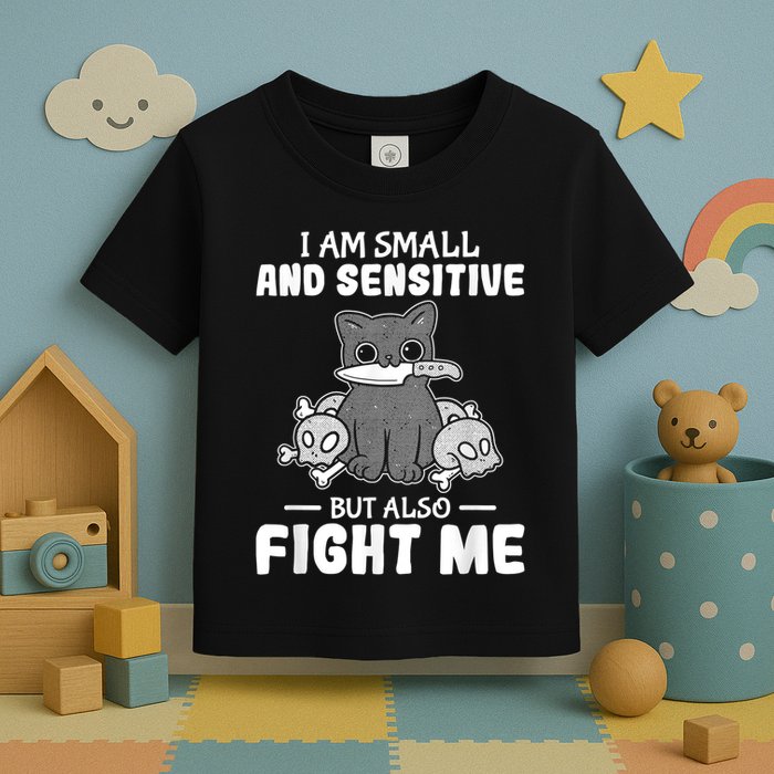 Funny I Am Small And Sensitive But Also Fight Me Cat Toddler T-Shirt