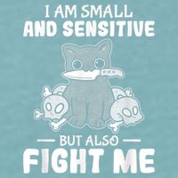 Funny I Am Small And Sensitive But Also Fight Me Cat Sueded Cloud Jersey T-Shirt