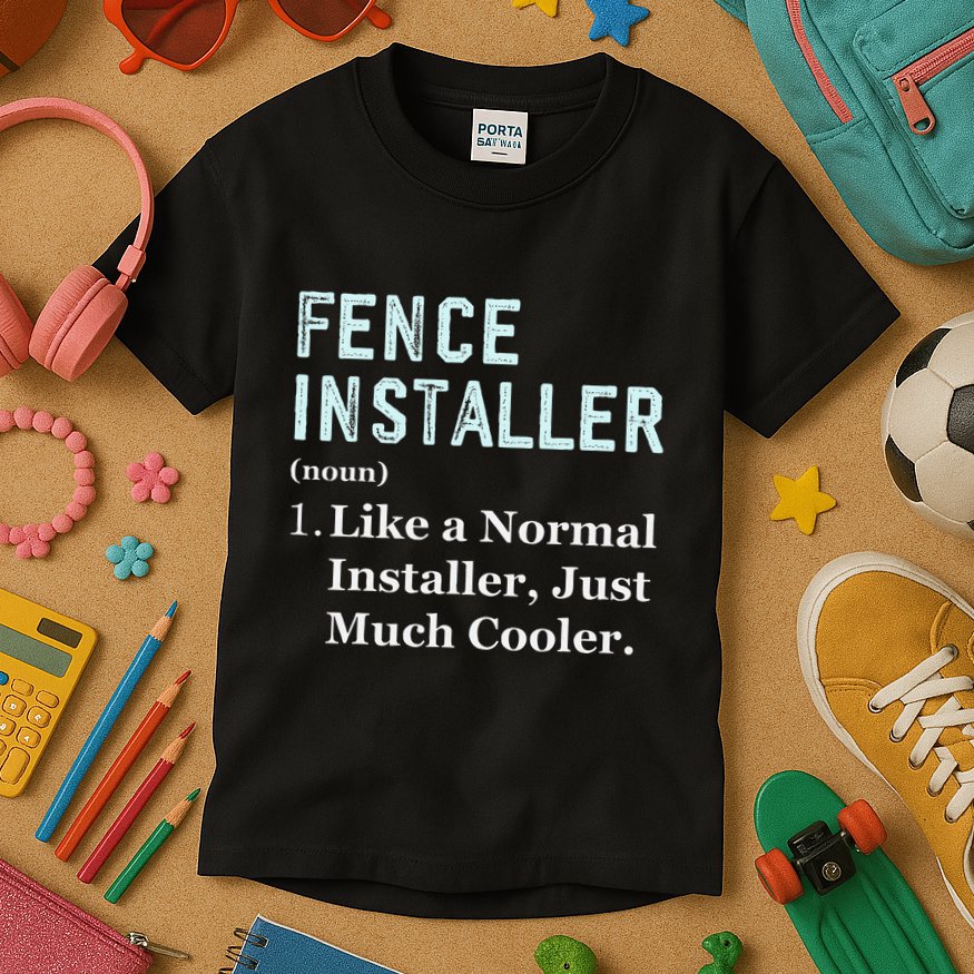 Fence Installer Application Day Funny Saying Fence Installer Kids T-Shirt