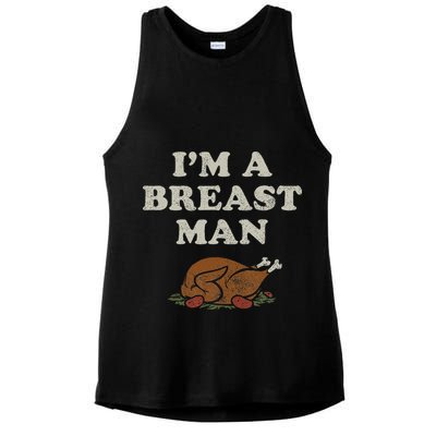 Funny Im A Breast Man Turkey Thanksgiving Ladies PosiCharge Tri-Blend Wicking Tank