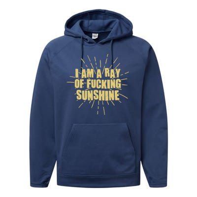 Funny I Am A Ray Of Fucking Sunshine Performance Fleece Hoodie