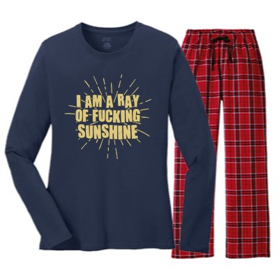 Funny I Am A Ray Of Fucking Sunshine Women's Long Sleeve Flannel Pajama Set 