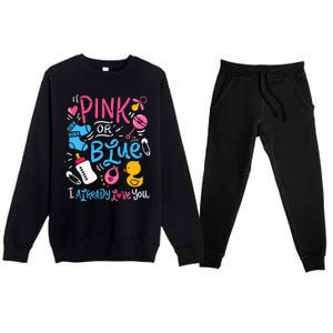 Funny I Already Love You Gender Reveal Premium Crewneck Sweatsuit Set