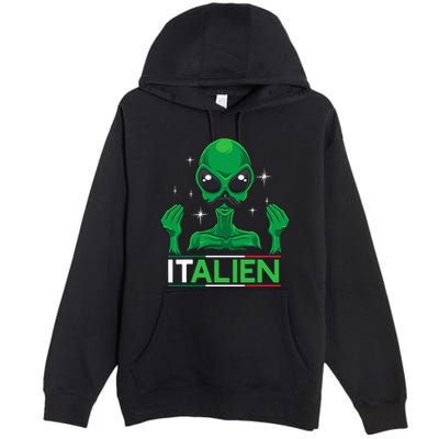 Funny Italian Alien Pun Italy Hand Gesture Premium Pullover Hoodie