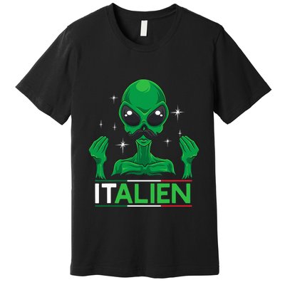Funny Italian Alien Pun Italy Hand Gesture Premium T-Shirt