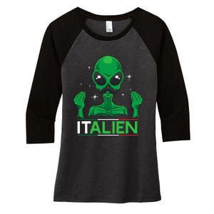 Funny Italian Alien Pun Italy Hand Gesture Women's Tri-Blend 3/4-Sleeve Raglan Shirt