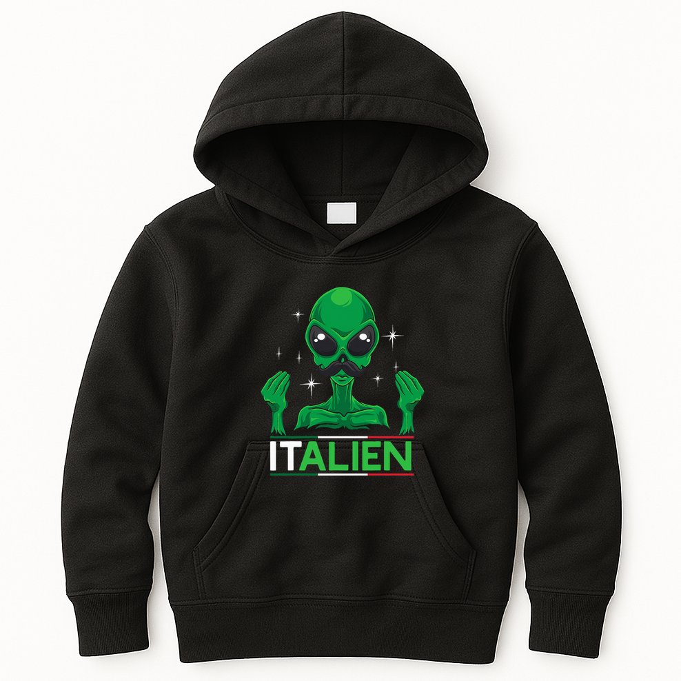 Funny Italian Alien Pun Italy Hand Gesture Kids Hoodie