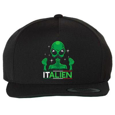Funny Italian Alien Pun Italy Hand Gesture Wool Snapback Cap