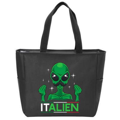 Funny Italian Alien Pun Italy Hand Gesture Zip Tote Bag