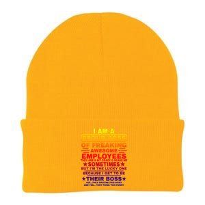 Funny I Am A Proud Boss Of Freaking Awesome Employees Boss Gift Knit Cap Winter Beanie