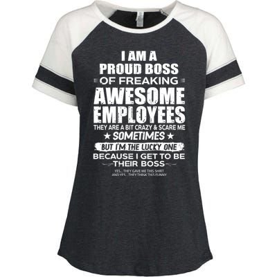 Funny I Am A Proud Boss Of Freaking Awesome Employees Gift Enza Ladies Jersey Colorblock Tee