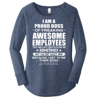 Funny I Am A Proud Boss Of Freaking Awesome Employees Gift Women's Perfect Tri Tunic Long Sleeve Shirt