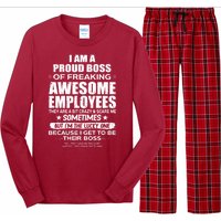 Funny I Am A Proud Boss Of Freaking Awesome Employees Gift Long Sleeve Pajama Set