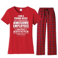 Funny I Am A Proud Boss Of Freaking Awesome Employees Gift Women's Flannel Pajama Set