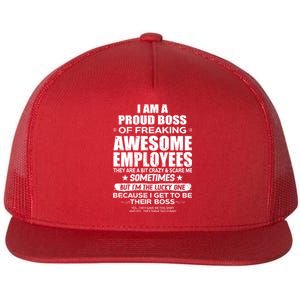 Funny I Am A Proud Boss Of Freaking Awesome Employees Gift Flat Bill Trucker Hat