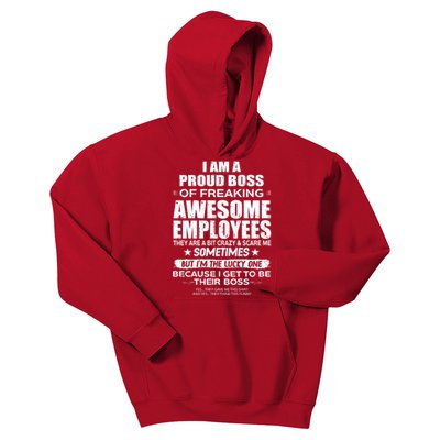 Funny I Am A Proud Boss Of Freaking Awesome Employees Gift Kids Hoodie