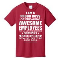 Funny I Am A Proud Boss Of Freaking Awesome Employees Gift Kids T-Shirt