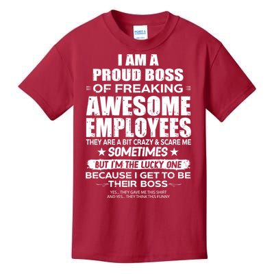 Funny I Am A Proud Boss Of Freaking Awesome Employees Gift Kids T-Shirt