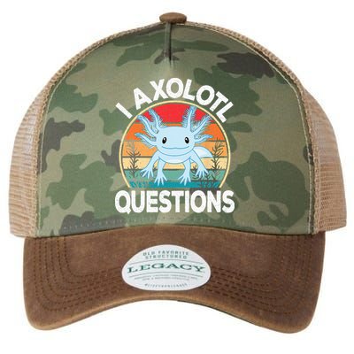 Funny I Axolotl Questions Cute Blue Axolotl Kawaii Retro Legacy Tie Dye Trucker Hat