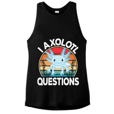 Funny I Axolotl Questions Cute Blue Axolotl Kawaii Retro Ladies PosiCharge Tri-Blend Wicking Tank