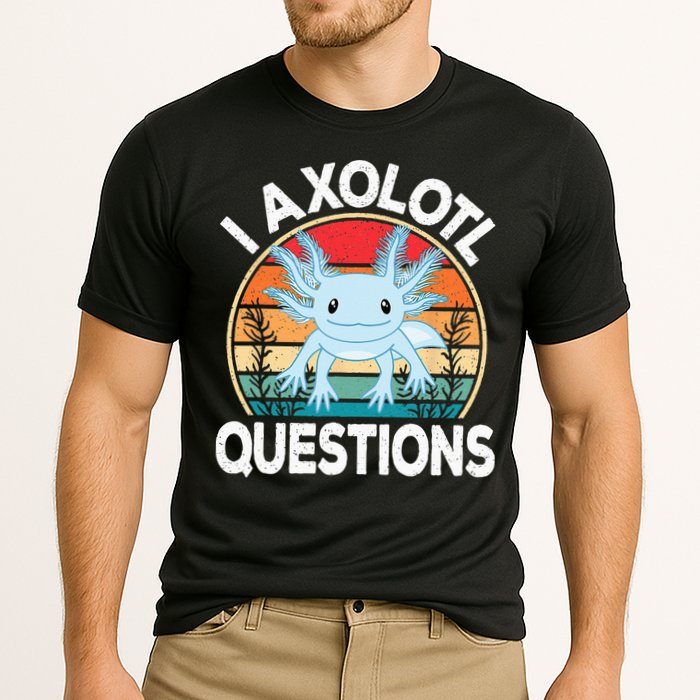Funny I Axolotl Questions Cute Blue Axolotl Kawaii Retro Performance Shirt