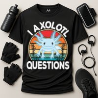 Funny I Axolotl Questions Cute Blue Axolotl Kawaii Retro Performance Shirt