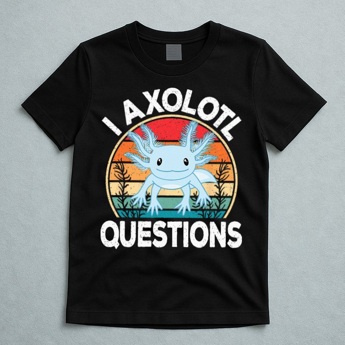 Funny I Axolotl Questions Cute Blue Axolotl Kawaii Retro T-Shirt
