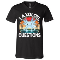 Funny I Axolotl Questions Cute Blue Axolotl Kawaii Retro V-Neck T-Shirt