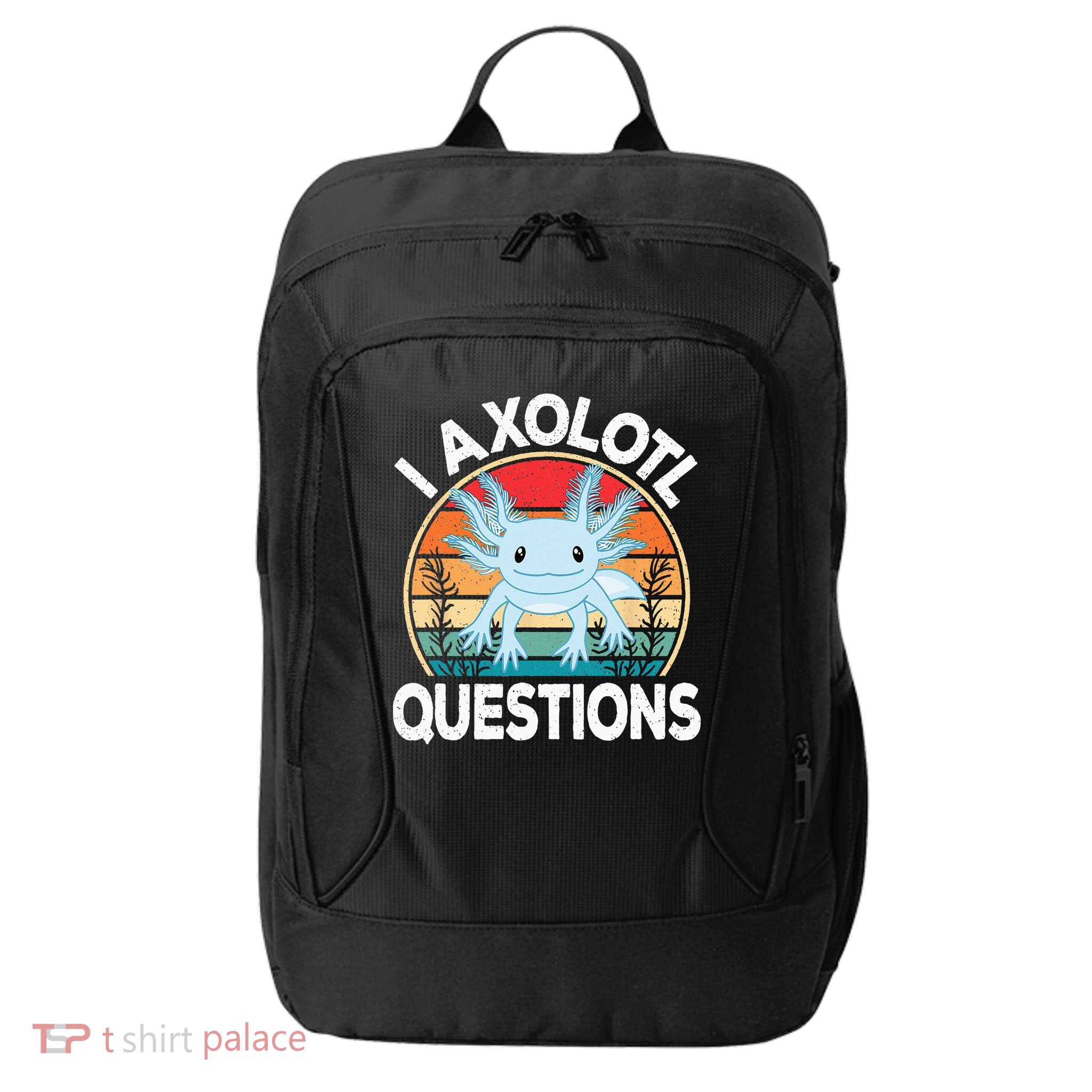 Funny I Axolotl Questions Cute Blue Axolotl Kawaii Retro City Backpack