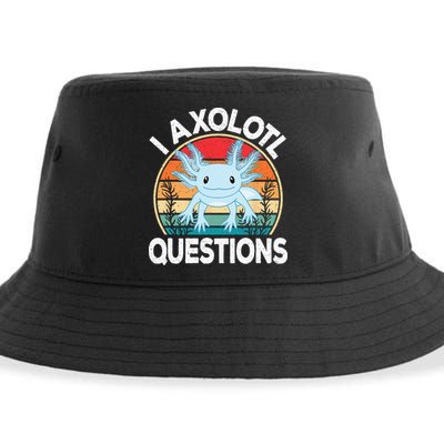Funny I Axolotl Questions Cute Blue Axolotl Kawaii Retro Sustainable Bucket Hat