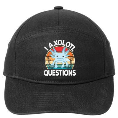 Funny I Axolotl Questions Cute Blue Axolotl Kawaii Retro 7-Panel Snapback Hat