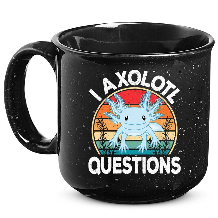 Funny I Axolotl Questions Cute Blue Axolotl Kawaii Retro 15oz Campfire Ceramic Mug