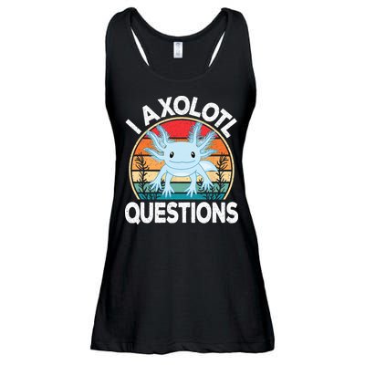 Funny I Axolotl Questions Cute Blue Axolotl Kawaii Retro Ladies Essential Flowy Tank
