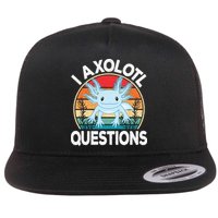 Funny I Axolotl Questions Cute Blue Axolotl Kawaii Retro Flat Bill Trucker Hat