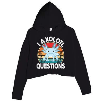 Funny I Axolotl Questions Cute Blue Axolotl Kawaii Retro Crop Fleece Hoodie