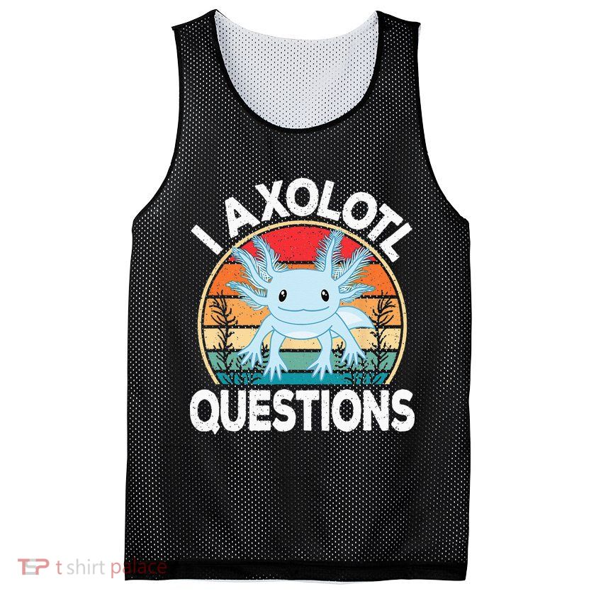 Funny I Axolotl Questions Cute Blue Axolotl Kawaii Retro Mesh Reversible Basketball Jersey Tank