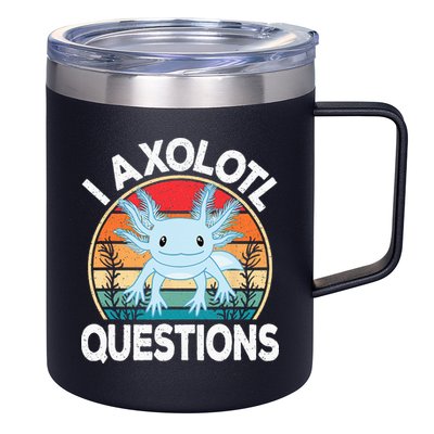 Funny I Axolotl Questions Cute Blue Axolotl Kawaii Retro 12oz Stainless Steel Coffee Mug