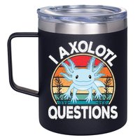 Funny I Axolotl Questions Cute Blue Axolotl Kawaii Retro 12oz Stainless Steel Coffee Mug