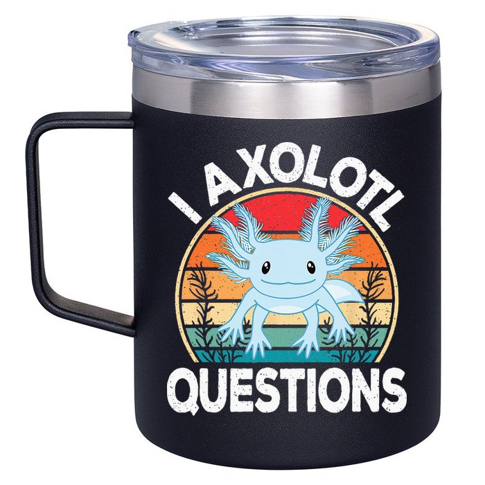 Funny I Axolotl Questions Cute Blue Axolotl Kawaii Retro 12oz Stainless Steel Coffee Mug