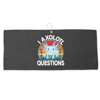 Funny I Axolotl Questions Cute Blue Axolotl Kawaii Retro Large Microfiber Waffle Golf Towel