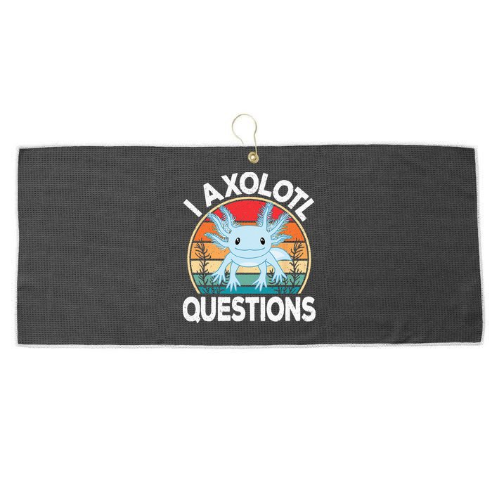 Funny I Axolotl Questions Cute Blue Axolotl Kawaii Retro Large Microfiber Waffle Golf Towel