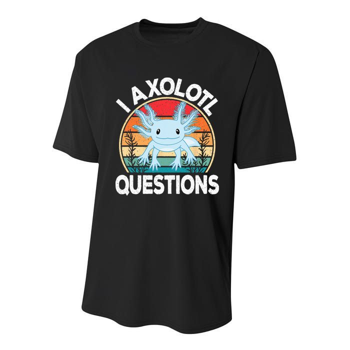Funny I Axolotl Questions Cute Blue Axolotl Kawaii Retro Youth Performance Sprint T-Shirt