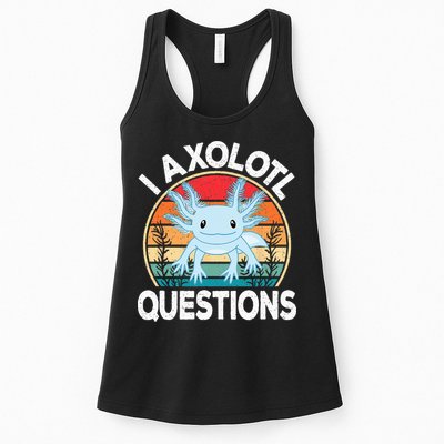 Funny I Axolotl Questions Cute Blue Axolotl Kawaii Retro Womens Tank Top