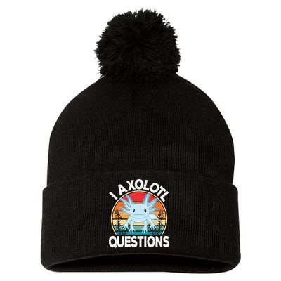 Funny I Axolotl Questions Cute Blue Axolotl Kawaii Retro Pom Pom 12in Knit Beanie