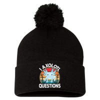 Funny I Axolotl Questions Cute Blue Axolotl Kawaii Retro Pom Pom 12in Knit Beanie