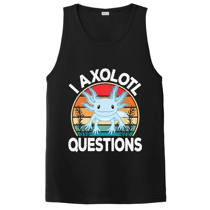 Funny I Axolotl Questions Cute Blue Axolotl Kawaii Retro PosiCharge Competitor Tank