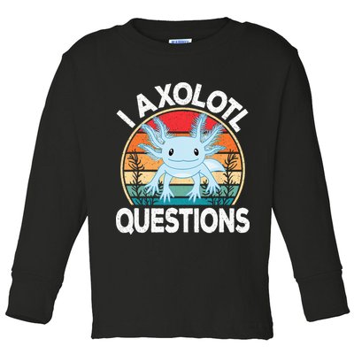 Funny I Axolotl Questions Cute Blue Axolotl Kawaii Retro Toddler Long Sleeve Shirt